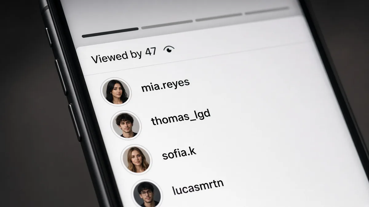 Instagram story viewers list on a phone screen